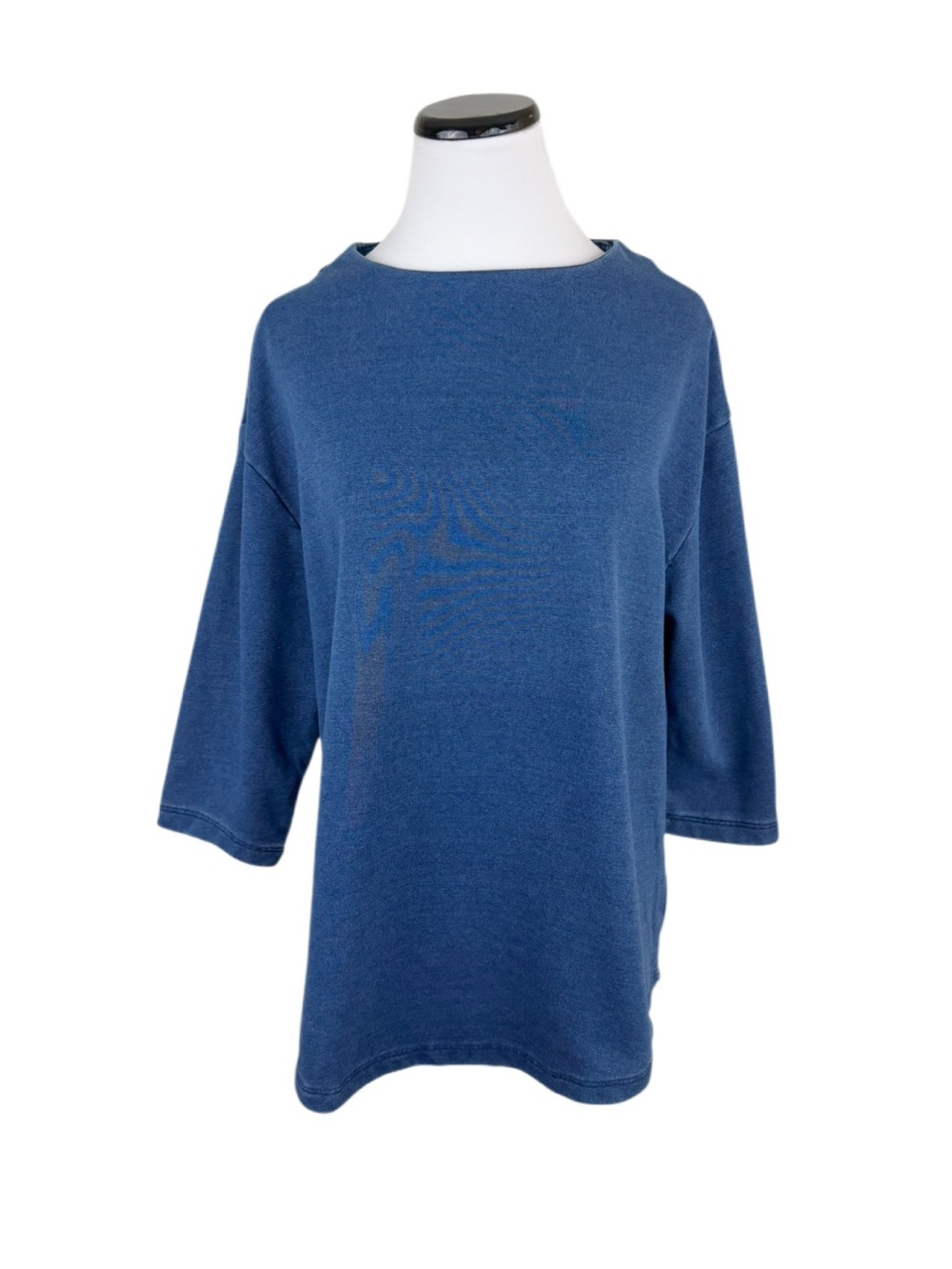 Lands End Serious Sweats 3/4 Sleeve Top Blue Size Medium